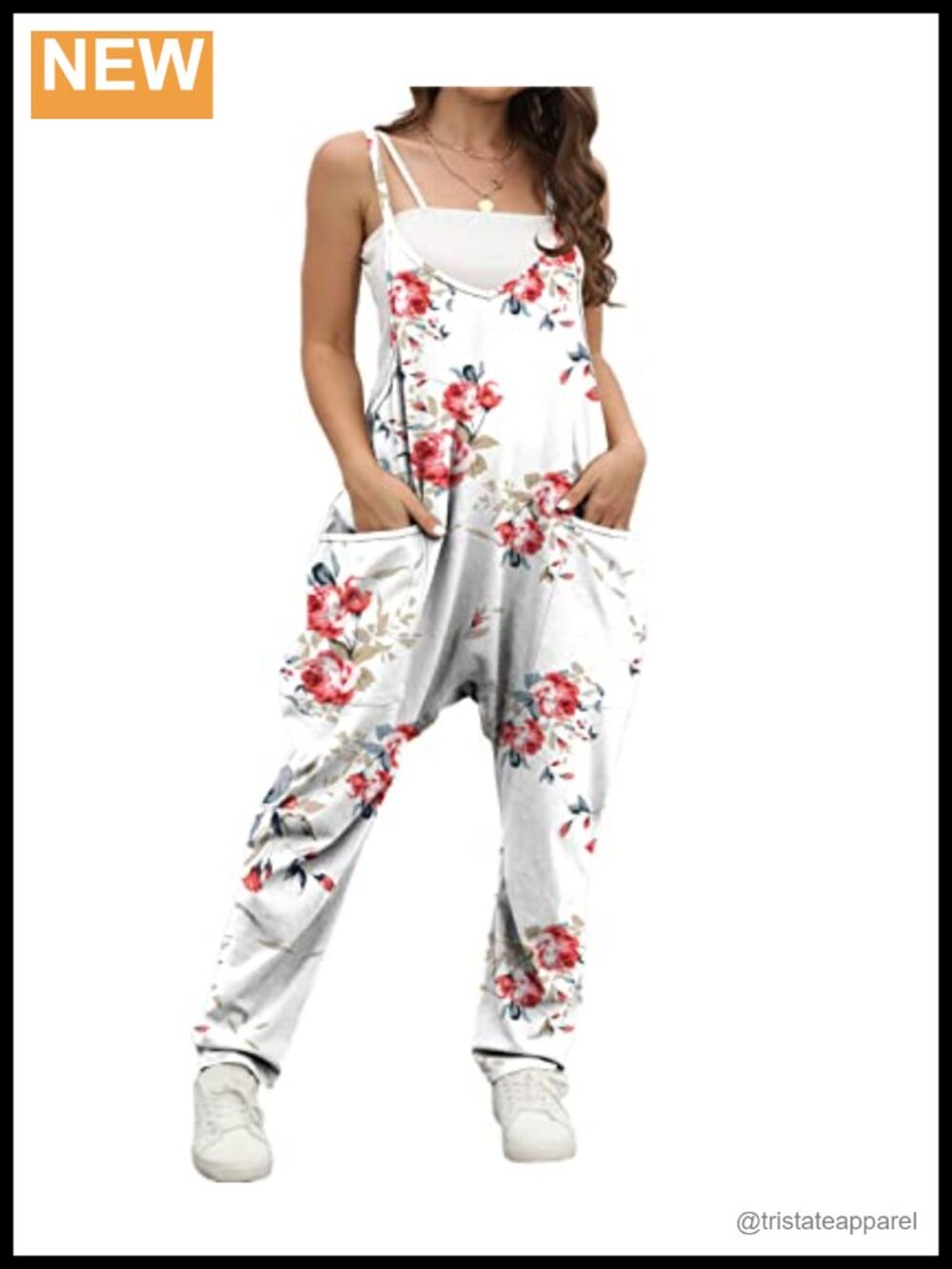 Sleeveless Wide Leg Jumpsuit Adjustable Spaghetti Strap Pockets